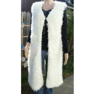 Mongolian Faux Sheep Fur Open Front Full Length Vest FREE SHIPPING